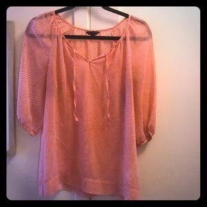 Orange & White 3/4 sleeve Banana Republic Blouse